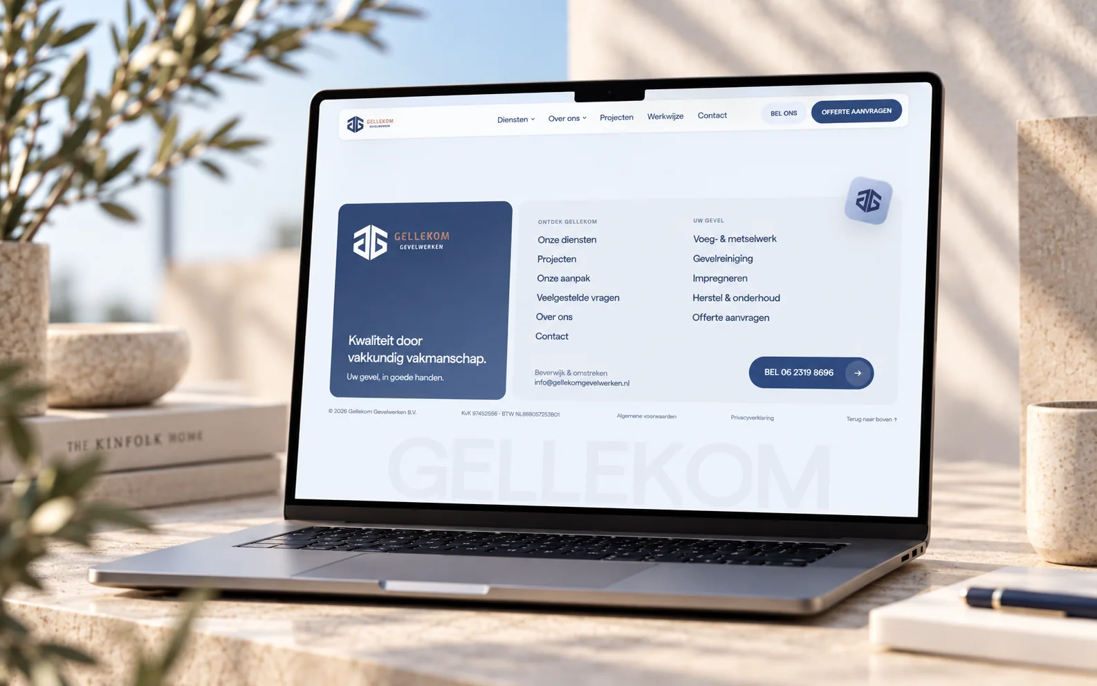 Contactpagina van Gellekom Gevelwerken B.V. op mobiel