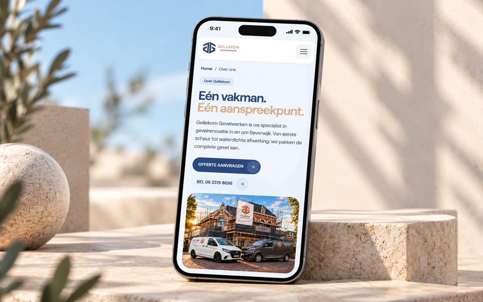 Offerteformulier van Gellekom Gevelwerken B.V. op laptop